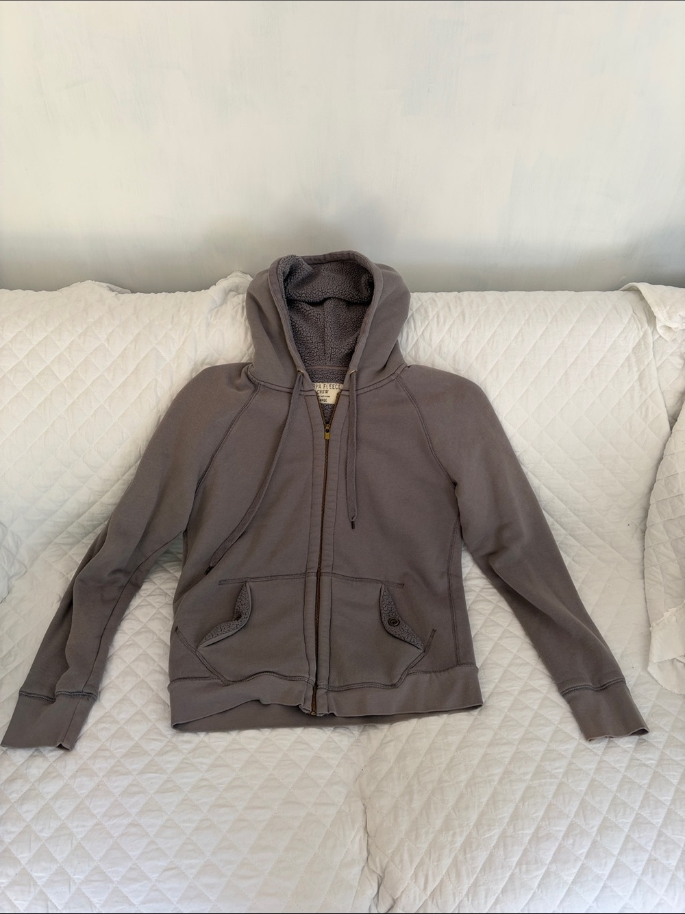 J. Crew Men's Taupe Zip Hoodie Sweater